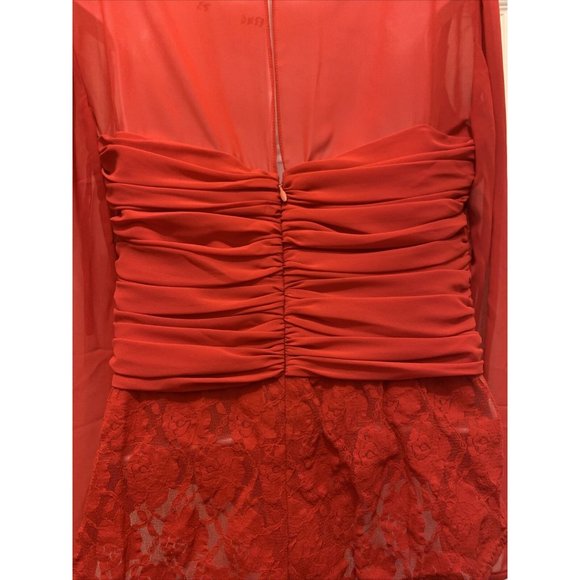 Vintage 80s A.J. Bari Red lace bodysuit blouse Leotard size 10 - Picture 5 of 7